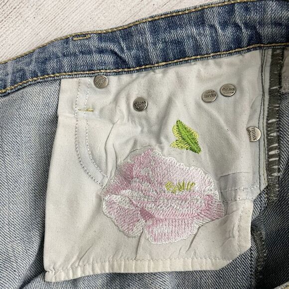 VIGOSS Jeans Blue Denim Distressed Embroidered Flower Patch Juniors size‎ 11 - Picture 9 of 10